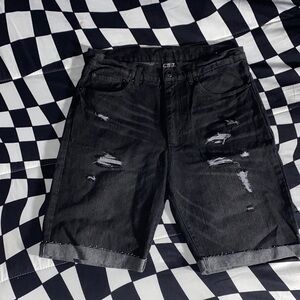 CSG Stylish Black Distressed Men Shorts